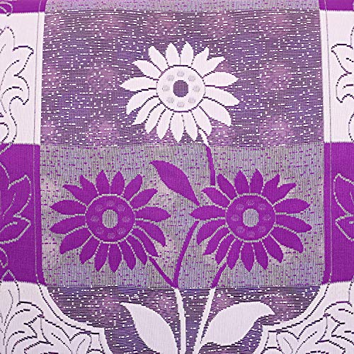 Image of Kuber Industries Side Flower Cotton 5 Seater Sofa Cover, 70 inch x 29 inch, Set of 6, Purple