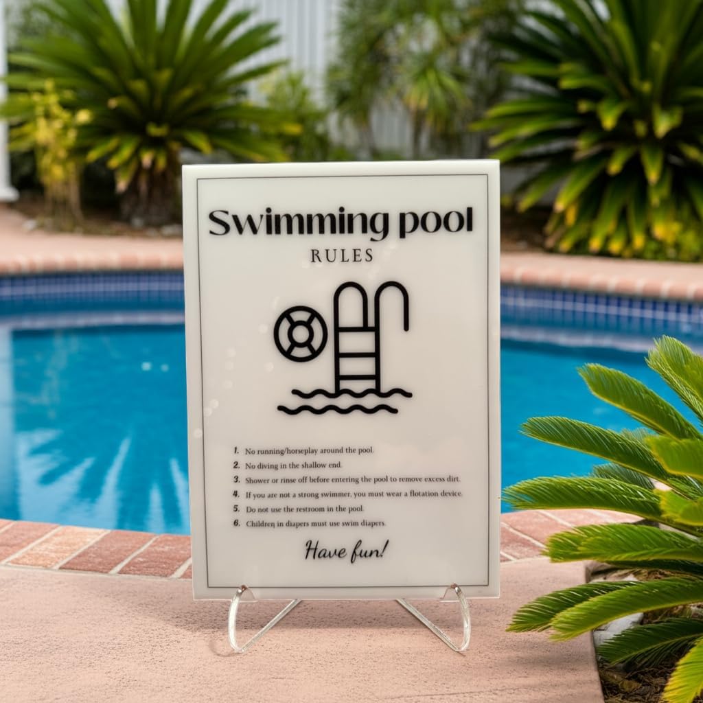 Swimming Pool Rules - Vacation Rental House Rules Signs, 5x7 inch Acrylic Signs (Design 29) image 3