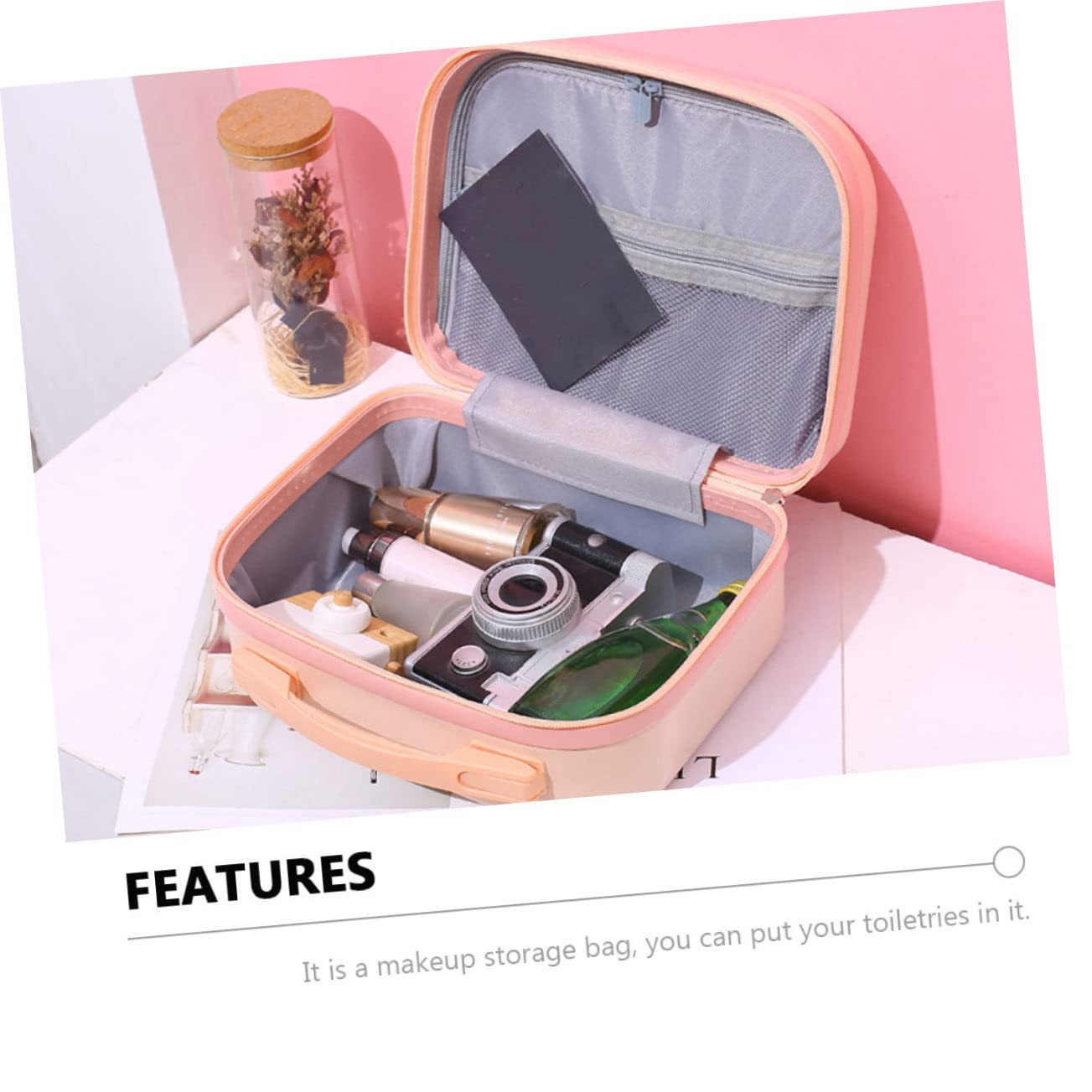 Cabilock Leichter Tragbarer Make up Koffer Umweltfreundliches Material Geräumig für Kosmetik Hautpflege und Reiseutensilien Kompakte Kulturtasche für Damen als Geschenk