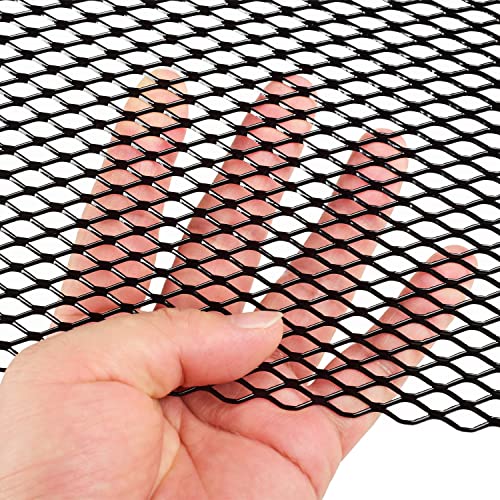 Image of AggAuto Universal 40 inchx13 inch Car Grill Mesh - Aluminum Alloy Automotive Grille Insert Bumper 6x12mm Hexagon Hole, One of the Most Multifunctional Shape Grids 100x33cm Black