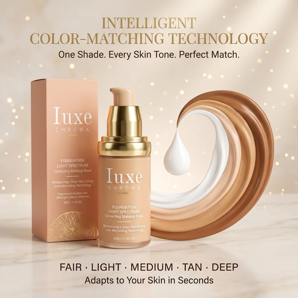 Official Iuxe Foundation for Mature Skin, 4-in-1 Foundation - Longwear Match, Hydrating Full Coverage, Long-Lasting & Waterproof, for all Skin Types