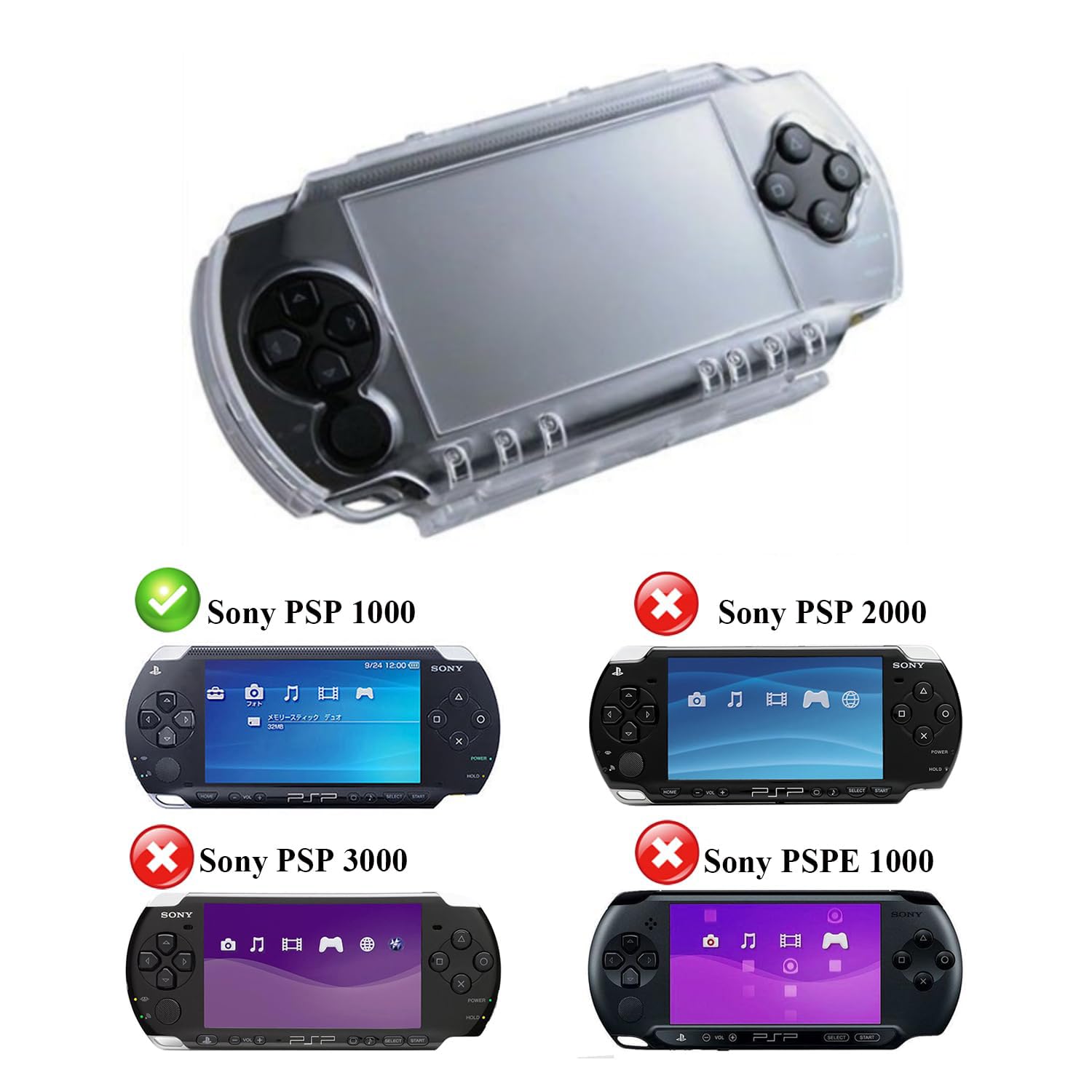 TCOS TECH PSP 1000 Hard Crystal Clear Case Skin Protective Cover