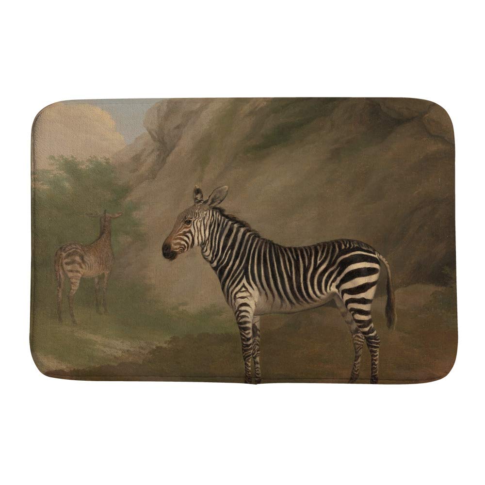 Tapis de bain zèbre Ruchen d'exception en velours corail artistique de 91x61cm