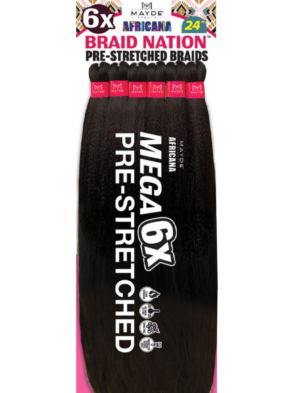 Mayde Beauty Synthetic Braid - 6X Braid Nation 24" (1B OFF BLACK)