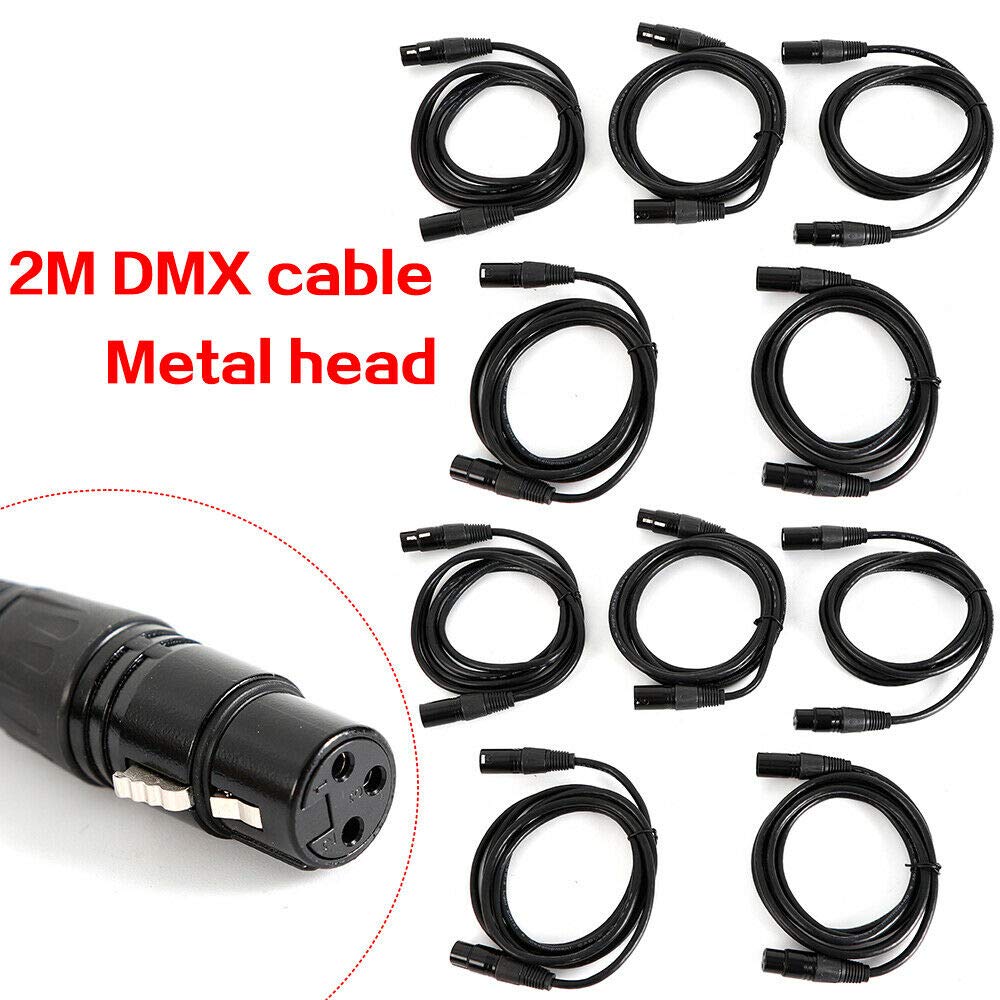 DMX - Cable de micrófono para micrófono, 2 m, para productos de iluminación de escenarios y dispositivos de audio, entrada XLR y faros de salida