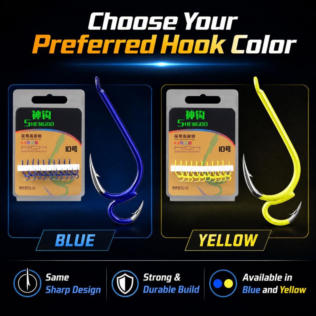 Classic Sharp Double Fishing Hooks, Kit Ami da Pesca, Ami in Acciaio al Carbonio, Ami Barbed a Doppia Punta ad Alta Resistenza con Attrezzatura da Pesca per Acqua Dolce e Salata