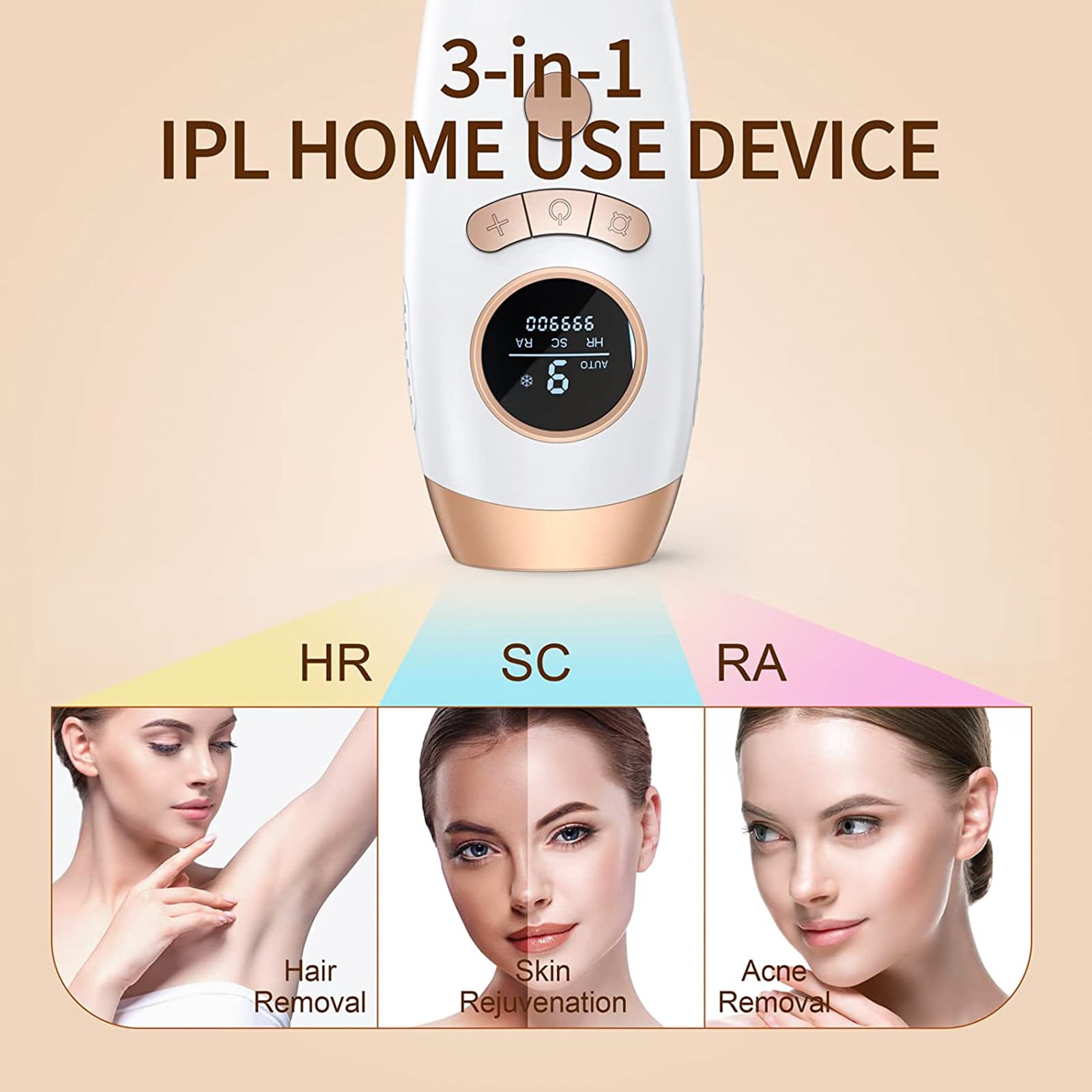FENCY IPL Haarentfernungsgerät für Frauen und Männer, schmerzfrei, LCD-Bildschirm, Weiß