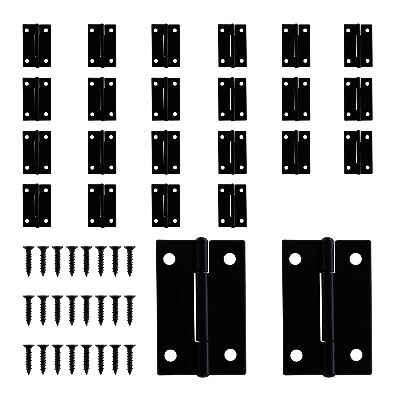 Zawiasy do drzwi, Składany zawias czołowy ze stali nierdzewnej w kolorze czarnym, wiele rozmiarów do okuć do drzwi szafy(1.5" x 0.98" (24PCS))