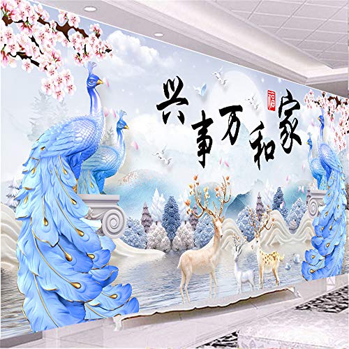 RAILONCH DIY 5D Diamond Painting Grande Cristal Strass Bordado imágenes Pavo Real Diamond Painting para Home Wand-Decor, a, 120 * 50CM