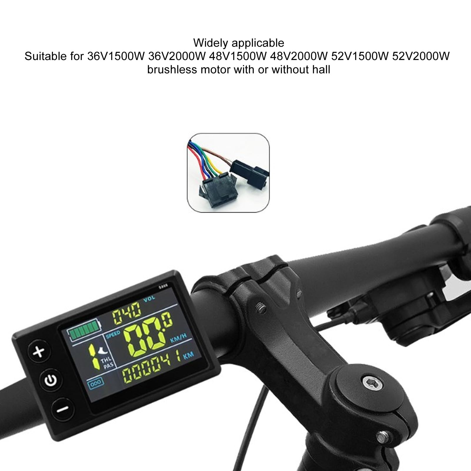 Kit de Contrôleur de Moteur Sans Balais de Vélo Électrique, 36V 48V 52V 1500W 2000W 40A 3 Modes Contrôleur à Onde Sinusoïdale avec Panneau d'Affichage LCD Couleur S866
