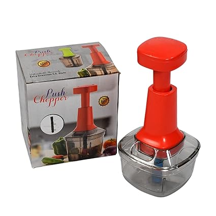 Manual Food Push Chopper and Hand Push Vegetable Chopper, Cutting Chopper for Kitchen with 3 Stainless Steel Blade (B Grade Chopper)