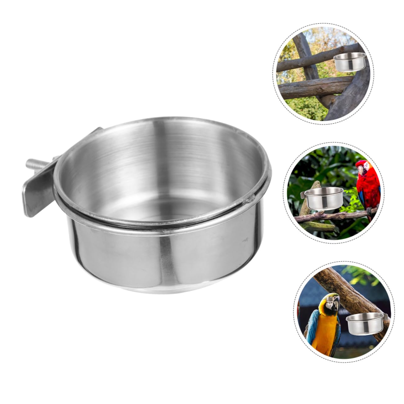 Ciotole per Uccelli in Acciaio Inox Rimovibili, Set 4 Pezzi