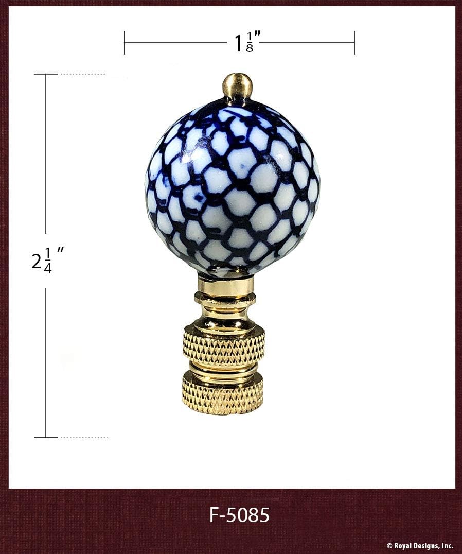 Royal Designs, Inc. Decorative Chinoiserie Fish Scale Lamp Finial, F-5085-PB-1, Polished Brass