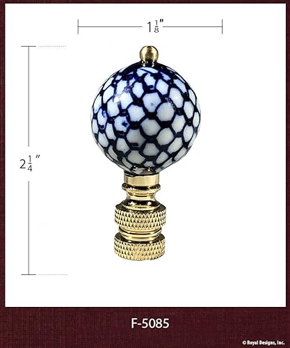 Miniatura 27 de Royal Designs, Inc. Decorativos Chinoiserie Azul y Blanco Terminales de Lámpara de Motivo Asiático - 1 Pk