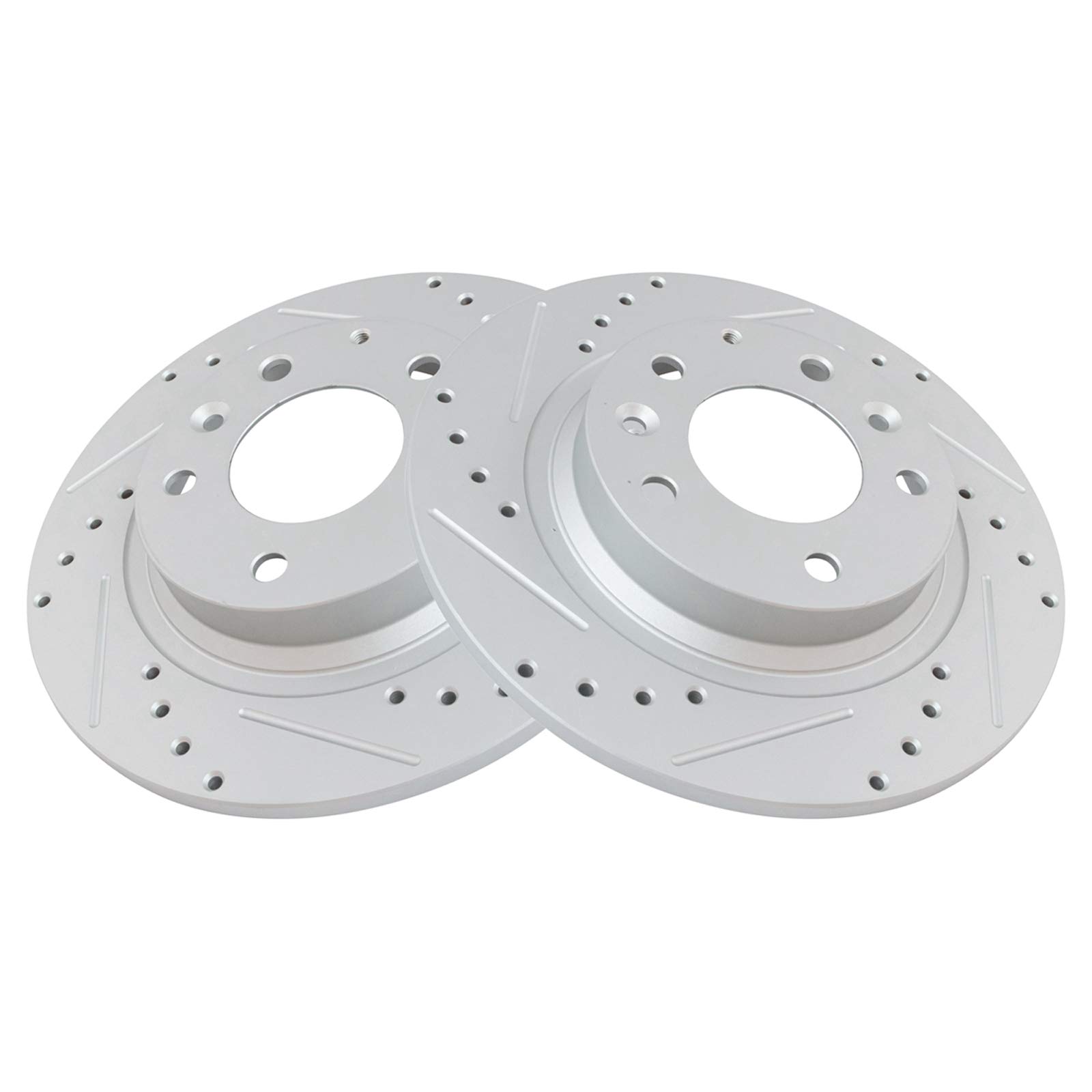 TRQ Rear Performance Brake Rotor Drilled Slotted Pair Set for 2003-2013 Mazda 6/2006-2012 Fusion / 2006-2011 Milan / 2007-2012 MKZ / 2006-2014 MX-5 Miata / 2003 Protege / 2006 Zephyr