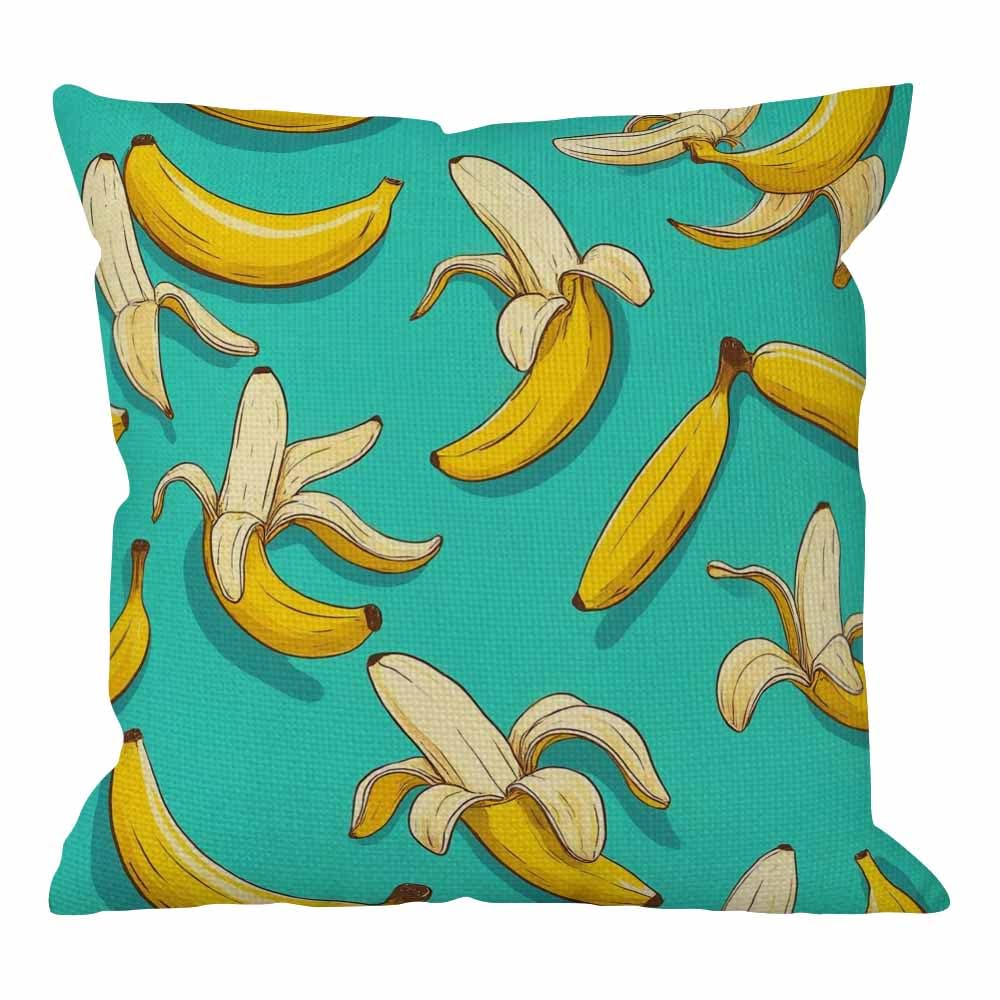 HGOD DESIGNS Banana Pillow Covers,Decorative Throw Pillow Banana Fruit Pattern Sketch Style Pillow Cases Cotton Linen Outdoor Indoor Square Cushion