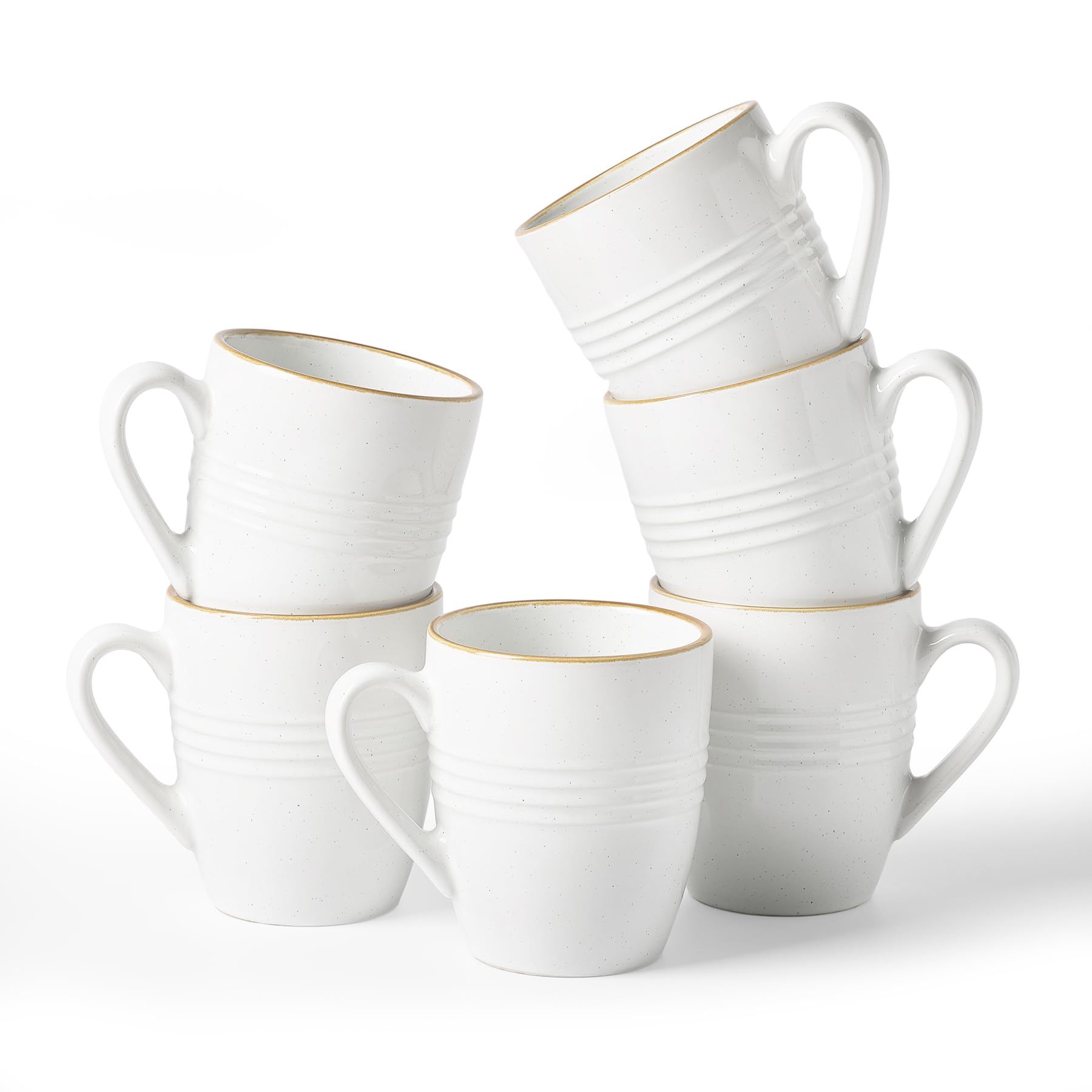 Richmount Jupiter Juego de tazas para café, 6 piezas, capacidad 384 ml, aptas para microondas y lavavajillas, tazas con asa para café, té, cacao, leche, Blanco | Juego de tazas, tazas de catering con asas para té, chocolate caliente, leche, apto para micr