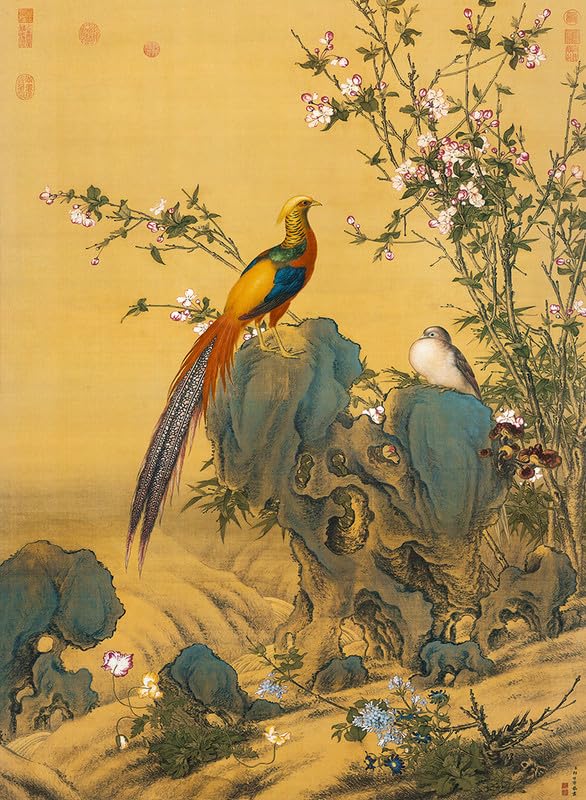 Bristlegrass Puzzles -Chinese Giuseppe Castiglione Masterpieces of Art Golden Pheasant Bird Flower | 1000 Piece Puzzle for Adults | Jigsaw Puzzles | Gifts Adults, Birthday Christmas Puzzle(1000pcs) — image 1