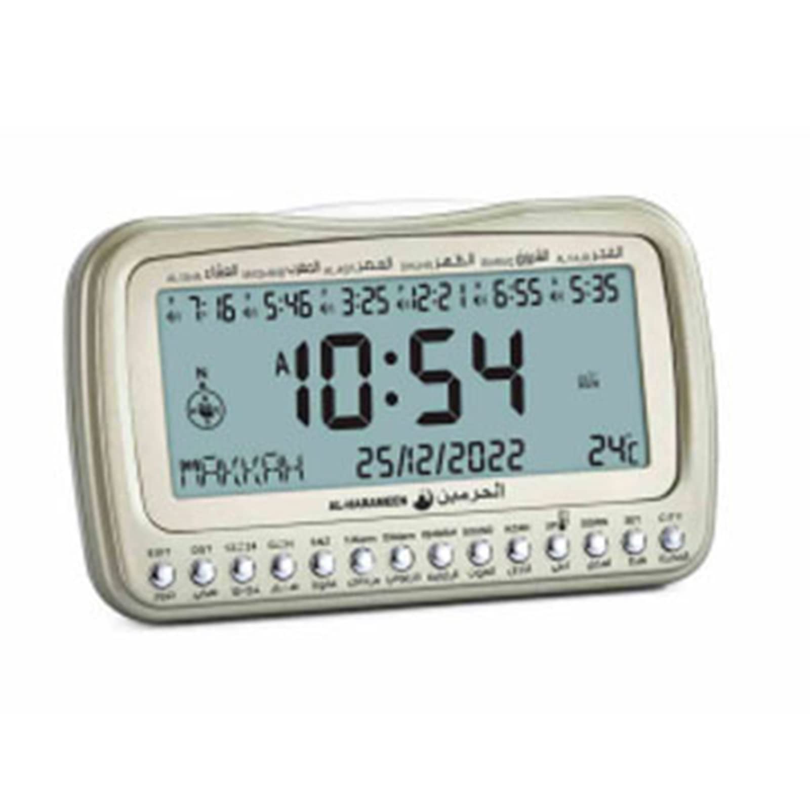 Oushengsi Orologio Digitale Islamico Azan Athan Allarme Preghiera Musulmana Adhan Orologio da Tavolo retroilluminato con Display della Temperatura Direzione Qibla