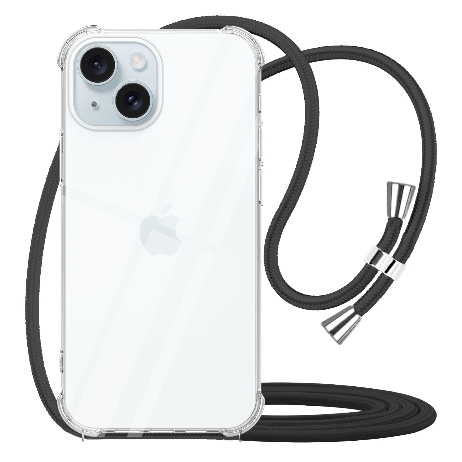 YESPURE for iPhone 15 Clear Case Adjustable Shoulder Neck Lanyard Crossbody Strap Phone Cover Women Girls Soft Slim Thin Bumper Shockproof Protective