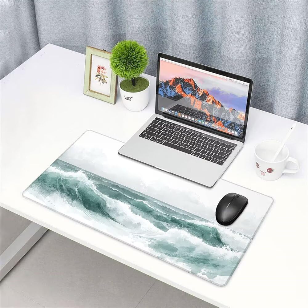 Tappetino Mouse Gaming xxl Accessori Scrivania Ufficio Grigio Onde Grande Tappetino Mouse e Tastiera Sottomano da Scrivania, Gaming Accessori pc 1200x600x3mm Base Antiscivolo, per PC Laptop d-659