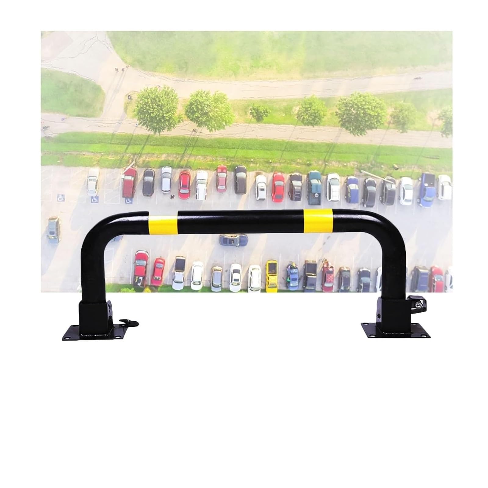 CWCQGH U Shape Security Bollards Parking Car Blocker For Driveway, Garage (Black)