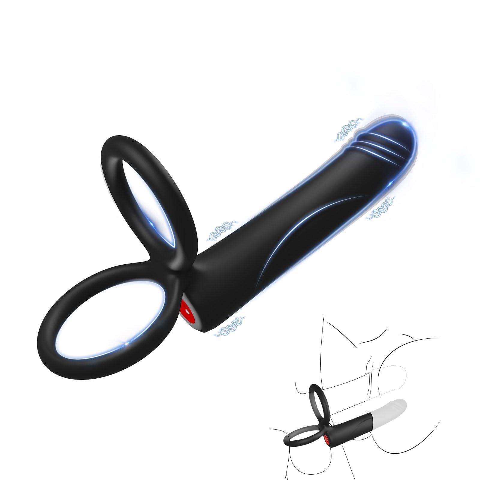 Consolador anal con vibrador,juguetes sexuales para hombres, consolador con correa y anillo vibrador para el pene, vibrador para el pene masculino con 10 modos de vibración,placer de doble penetración