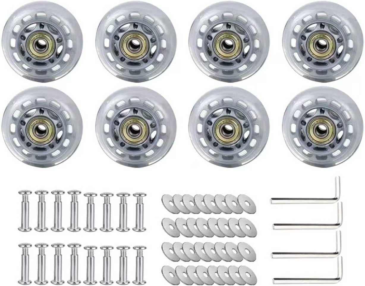 3 Inch Inline Skate Wheels with Bearings, Washers and Wrenches Complete Repair Set for for Indoor Outdoor (8)