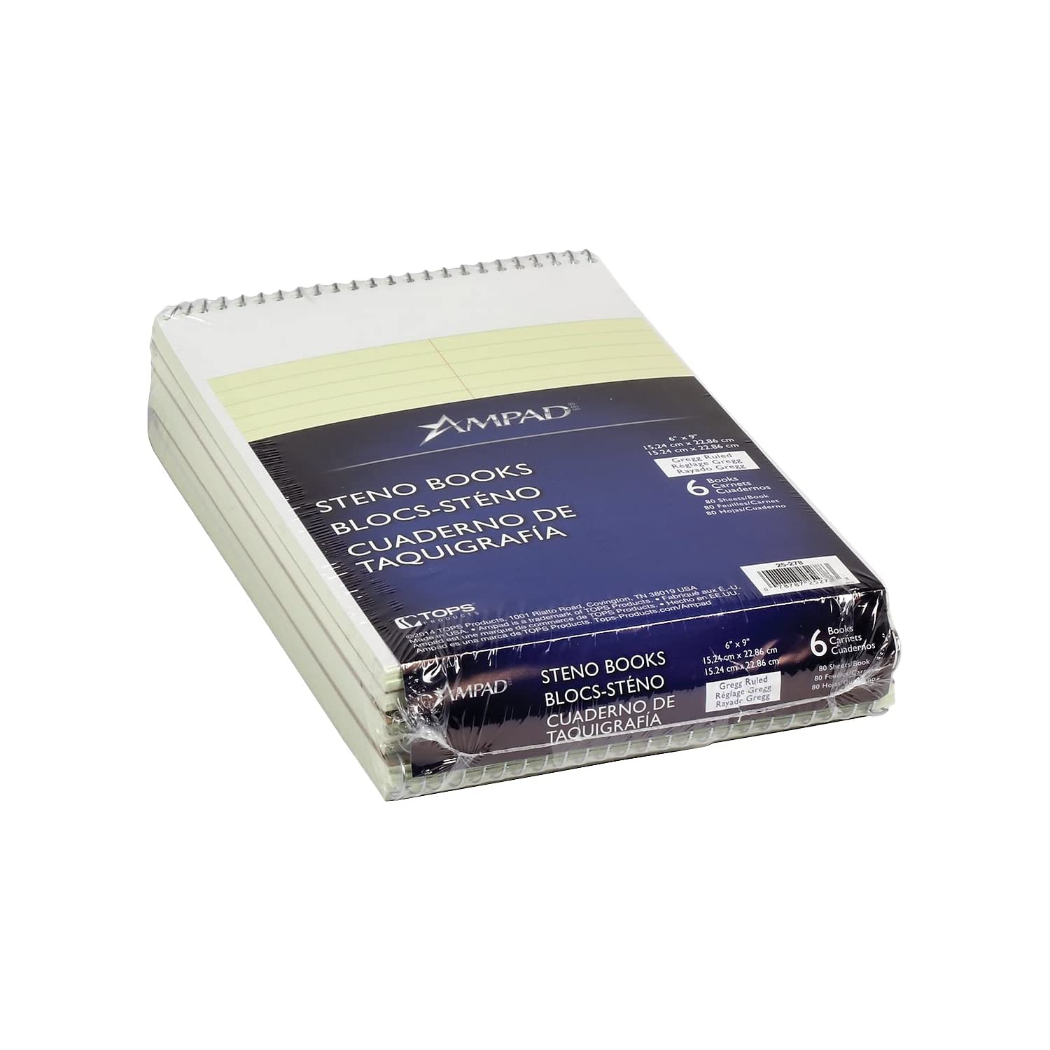 Spirale Steno livre, Gregg, 6 x 9, 9,1 kilogram, teinte verte, 80 feuilles, 6/Lot