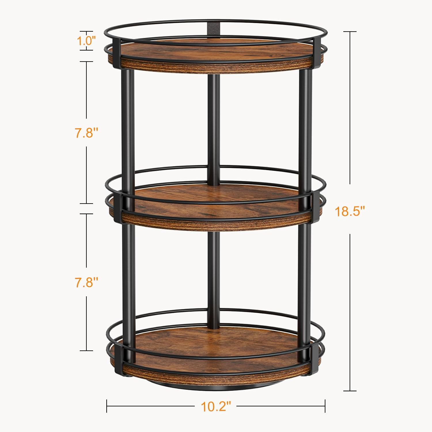 Rotating Spice Ra, 2 Tier Lazy Sn Organizer, Wood Kitchen