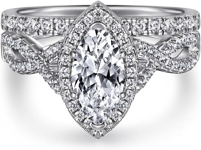2.50 Ctw Marquise Cut Diamond 14k White Gold Finish Womens Engagement Wedding Bridal Set Ring 925 Sterling Silver