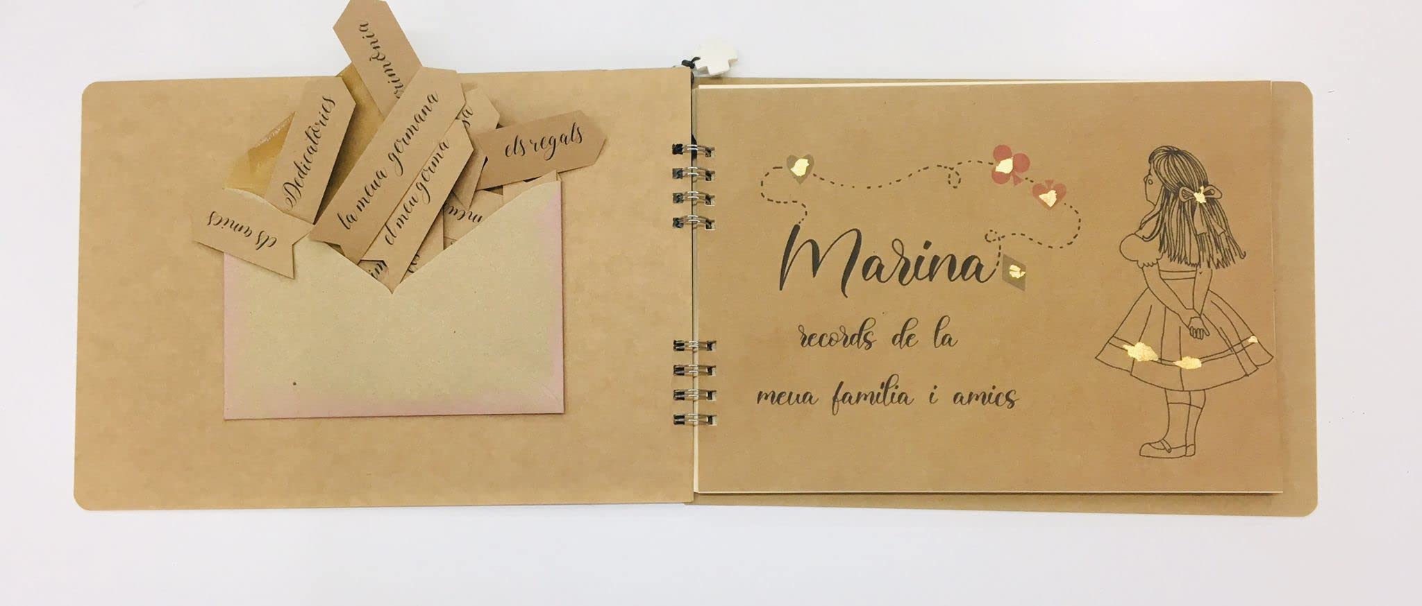 Libro de Firmas Comunión Personalizado y Hecho a Mano - Libro Comunión 22 x 32 cm - Personalización Álbum Comunión (Alicia Maravillas)