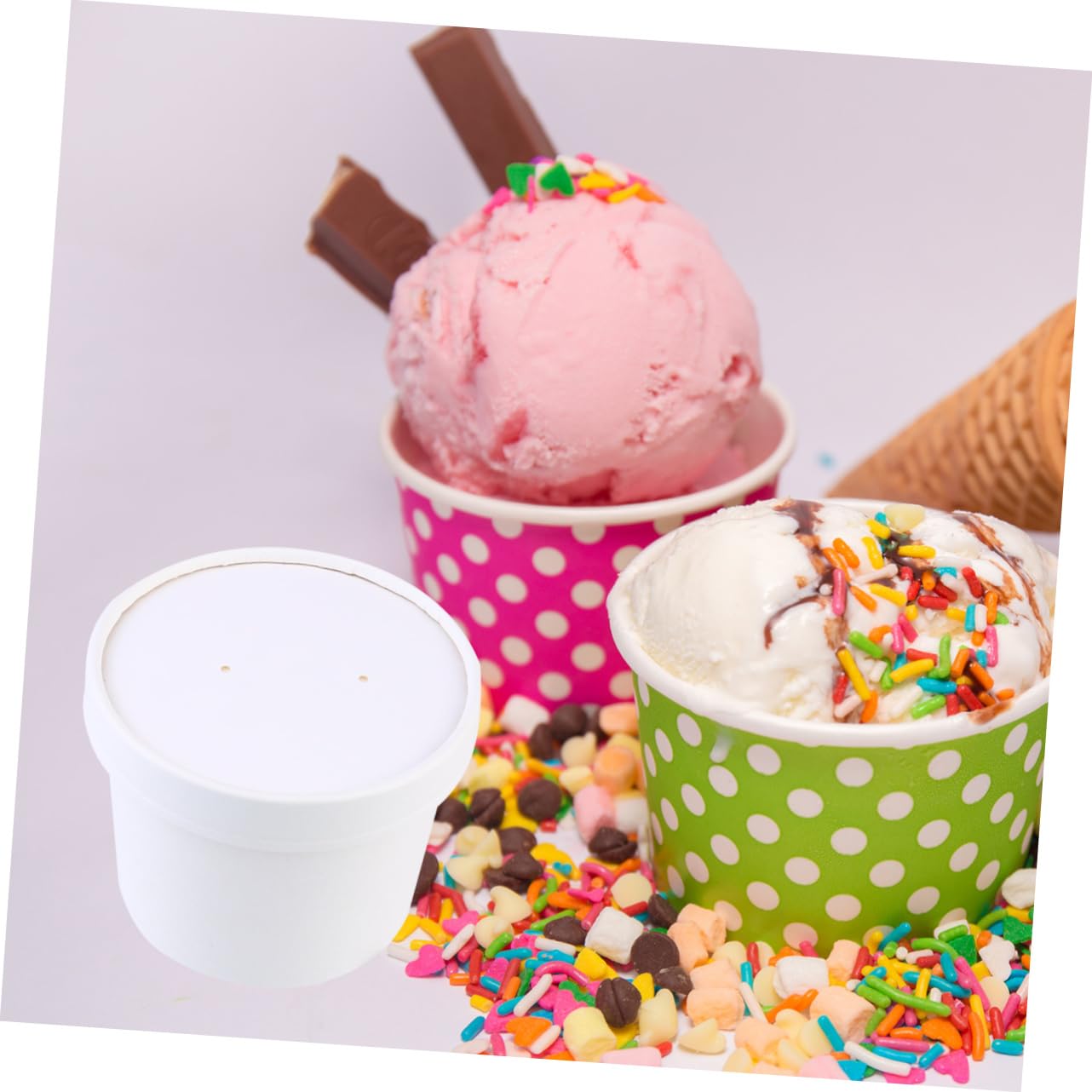 SOLUSTRE 25sätze Eiscremebox Kraftpapier Mit Deckeln Leichte Und Tragbare Aufbewahrung Für Desserts Für Partys Und Zuhause Und