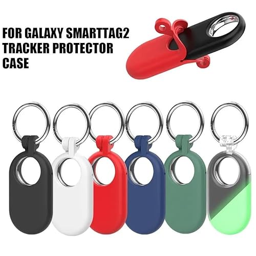 فكرة Fekra Cover For Samsung Galaxy SmartTag 2 (2023) Tracker Locator Silicone Protective Case for Galaxy Smart Tag 2 Anti Lost Protector Cover Shell (Black)