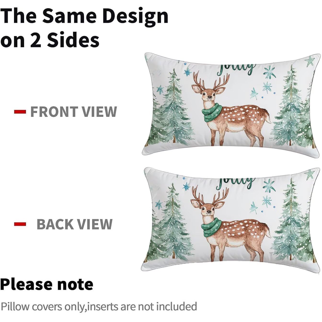 Housse Coussin 50x90 Lot de 2 Velours Coussin Canape Cerf v-556