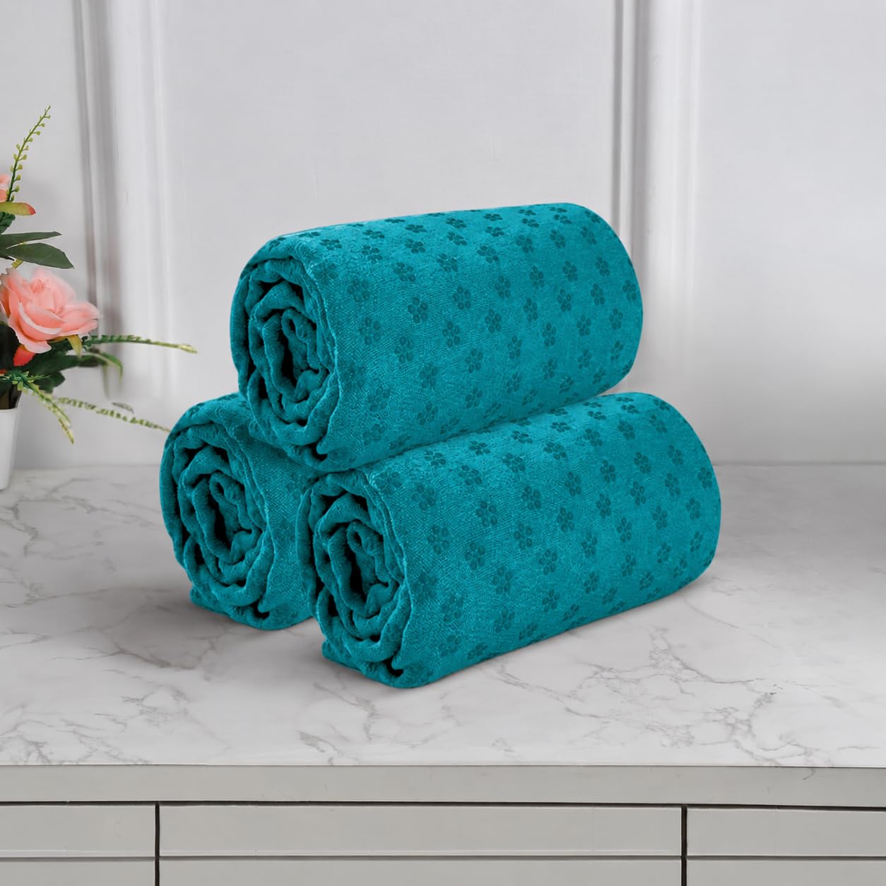 Black gold The Finer Touch Yoga Towel Mat Polycotton Peacock Green 60x180 Centimeters Pack of 3 Solid Non-Slip, Lightweight, Lint Free, Fade Resistant-image-20