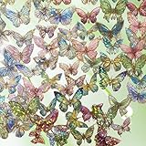 MOLNESO Iridescent Butterfly Stickers Set 80pcs Waterproof Vinyl Decals with Clear Edges, Shiny Butt