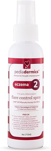 pediadermics Eczema2 Th2 Manuka Flare Control Spray, spray de eccema, tratamiento de eccema para niños para alivio rápido de la picazón, fortificado