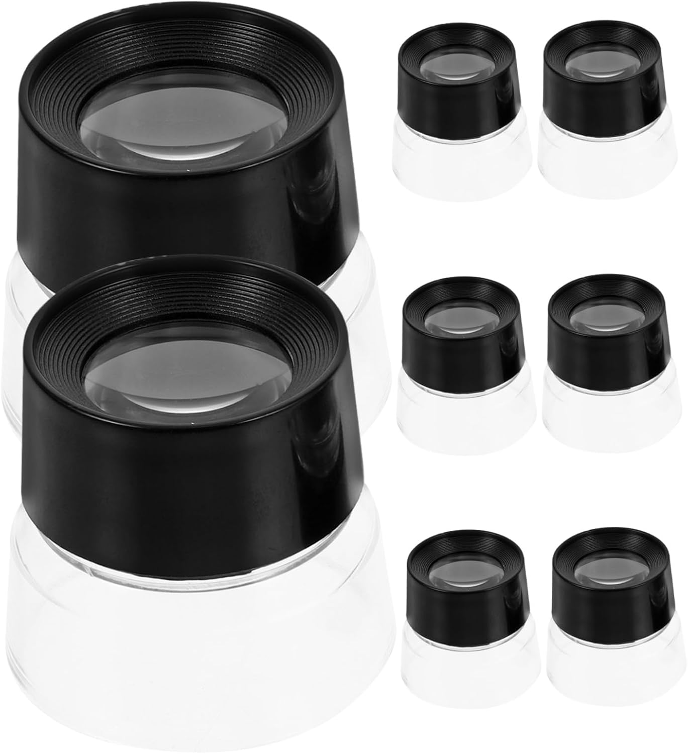8pcs Cylindrical Jewelry Loupe 10x Magnifier with High Transparency Glass Lens for Jewelry and Stamp Inspection Portable Pocket Design Comfortable Handling for Watch Repair