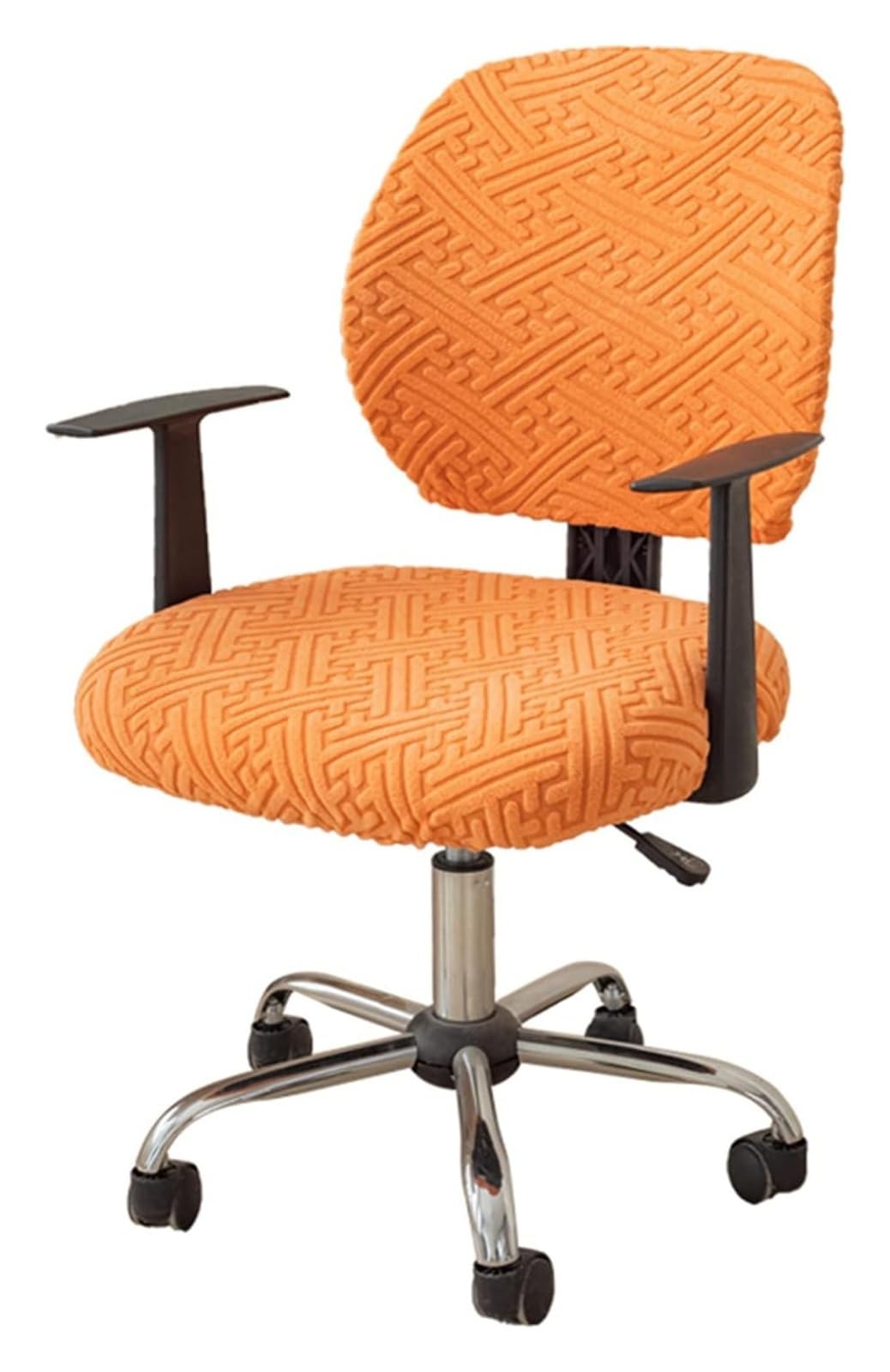 AOICXB Office Chair Seat Covers,Split Stretch Spandex Seat Slipcover,Corn Silk Fabric Removable Washable Rotating Swivel Chair Covers(Oranje)