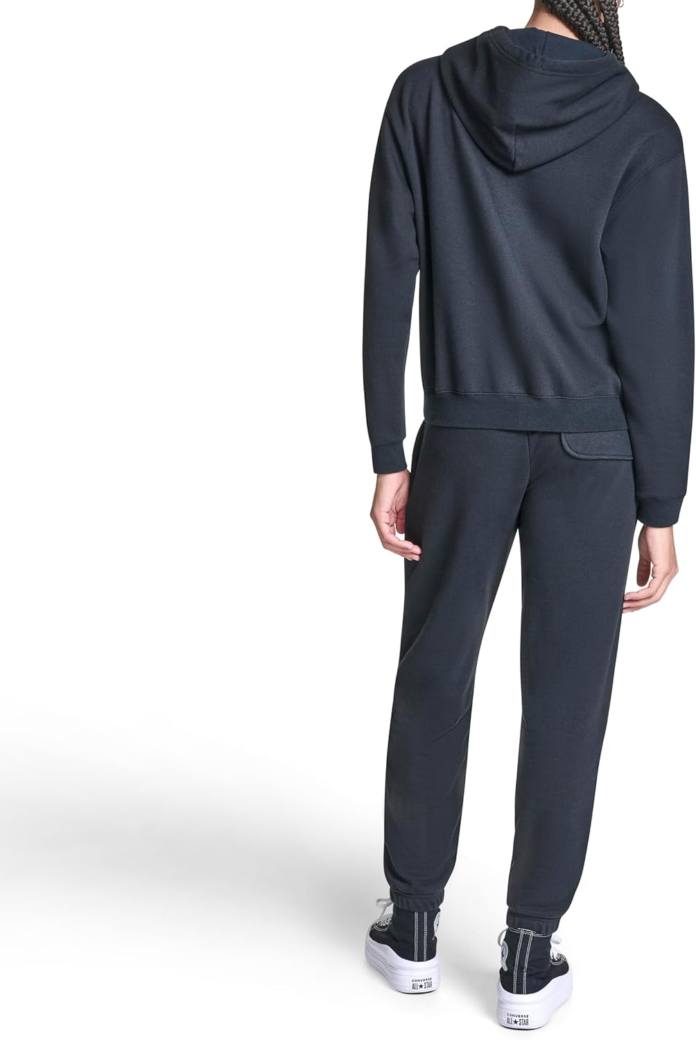 Converse Womens Drawstring Hoodie With Chuck Patch Cuffed Sleeves - Image 5