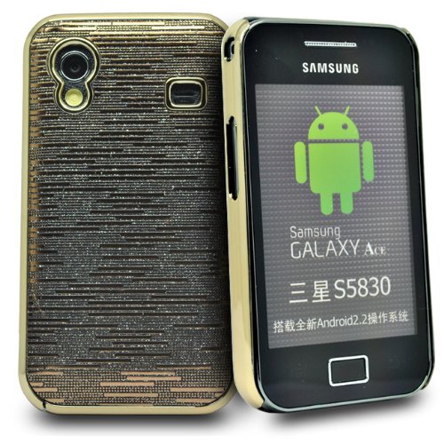 Accessory Master - Etui Rigide pour Samsung Galaxy Ace S5830 - Brun Scintillement Fleur