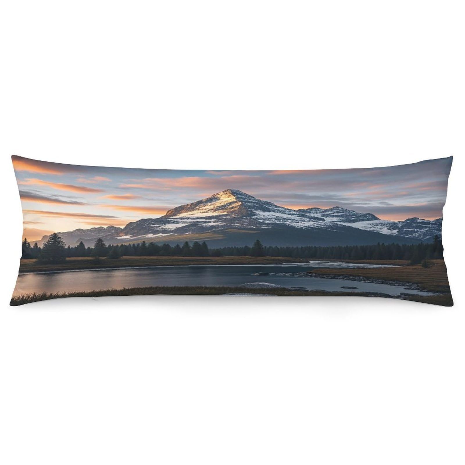 Mount at Sunset Pillowcase Decorative Body Pillow Cover Soft Full Long Pillow Case Breathable Large Body Pillowcase Cute Cozy Pillow Sham for Bed Couch Sofa 18.9 X 53 Inch