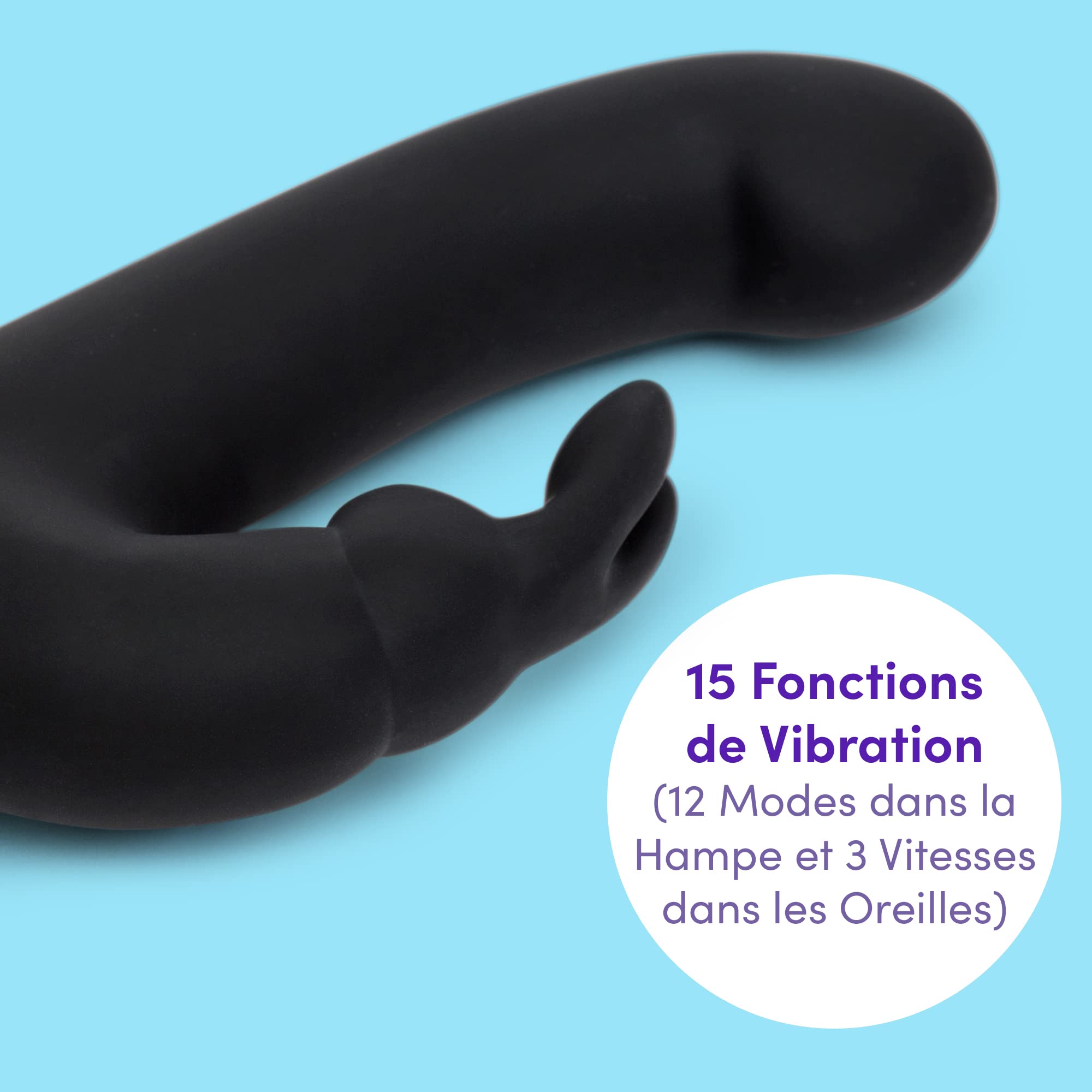 Lovehoney Happy Rabbit Vibromasseur Rabbit – Vibromasseur Femme Pour Point G Fin Silicone 11,5 cm – Sextoy Adulte 15 Fonctions – Rechargeable et Étanche – Noir