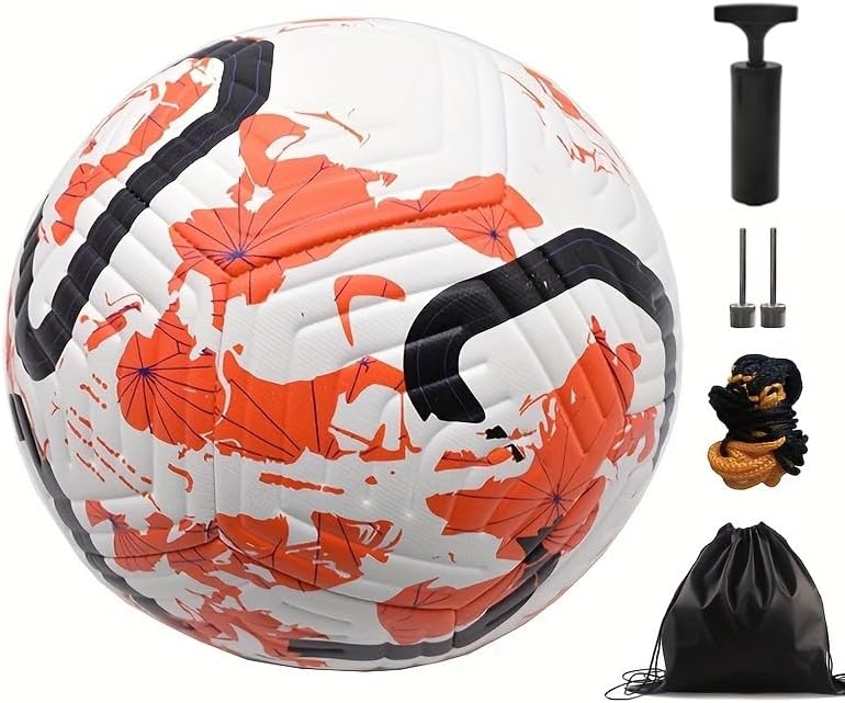 Balón de fútbol tamaño 5 con aguja de bomba PU cuero fútbol