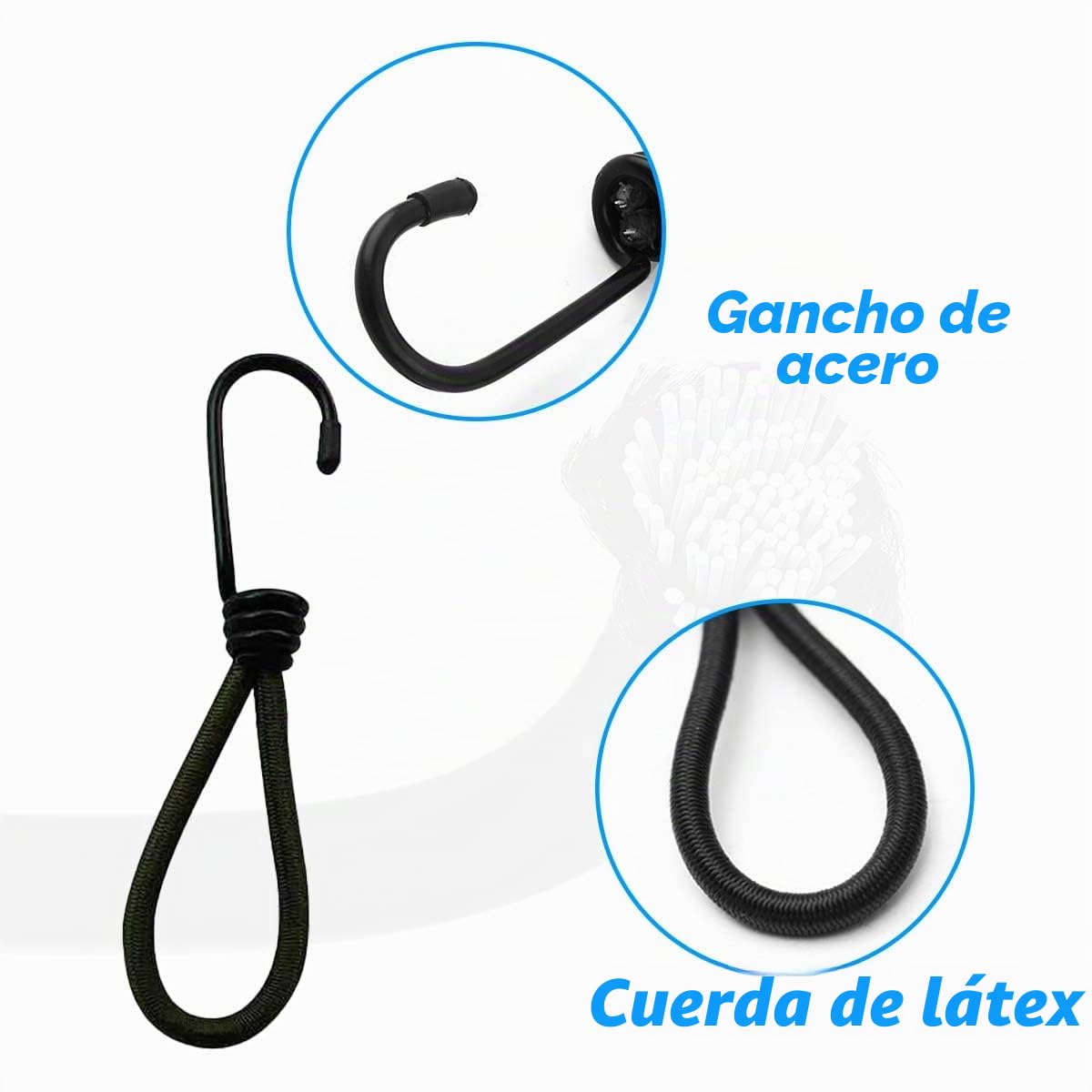 Gancho Expansor,25 Piezas Gancho de Cuerda Elástica,Gancho de Cuerda Tensores Elasticos Transporte Gomas Elásticas con Gancho Expansores de Fijación Negro