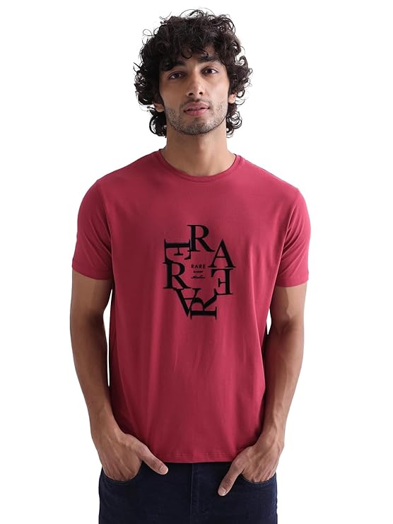 Rare Rabbit Men’s Graphic Regular Fit T-Shirt