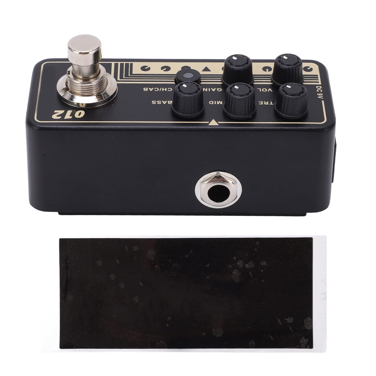 Pedale preamplificatore digitale Effetto sonoro rock classico Micro effetto preamplificatore con simulazione del cabinet Guscio in metallo Interfaccia nera da 1/4 pollici per