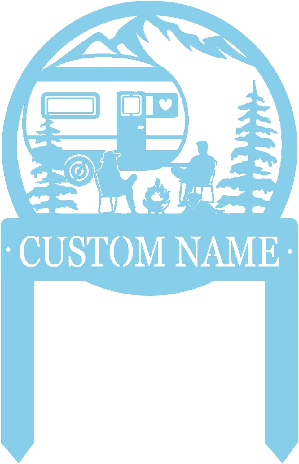 Personalized Camping Metal Garden Stake (Sky Blue) 525