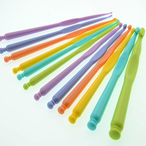 Miniatura 5 de Gancho de ganchillo tunecino, 12 piezas de ganchillo, ganchos de ganchillo de plástico, herramientas de tejer de lana, juego de agujas de tejer de